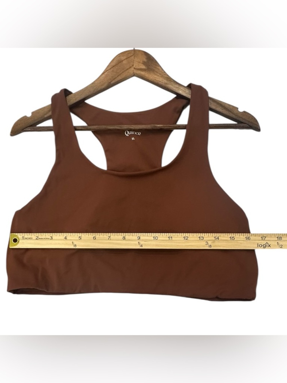 Quince Ultra-Form Scoop Neck Longline Bra Redwood Brown Size XL - Picture 3 of 7